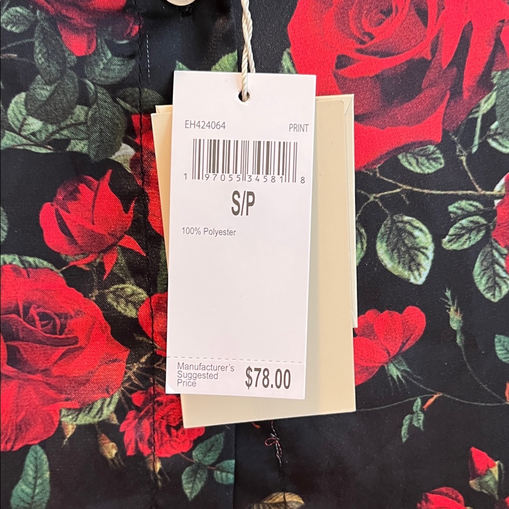 Tahari Black and Red Floral Blouse - Picture 3 of 4